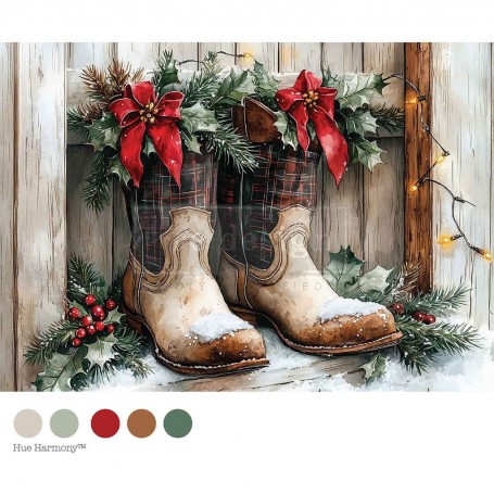 A4 Decoupage Fiber - Farmhouse Noel