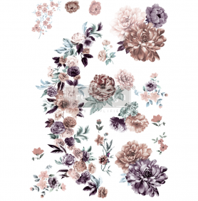 TRANSFER BURGUNDY ROSE GARDEN 60x88 cm