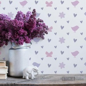 Stencil Diamond Hearts Repeat