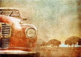 FOGLIO PER DECOUPAGE VINTAGE RED CAR