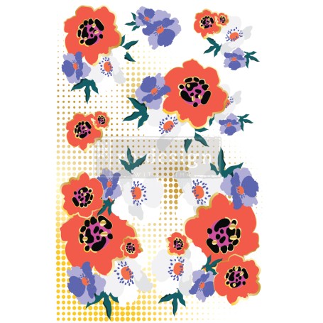 TRANSFER MODERNIST FLORAL 61 x 89 cm