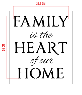 STENCIL FAMILY HEART HOME 26,5 x 30 cm