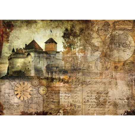 CARTA DI RISO PER DECOUPAGE HILLTOP CASTLE