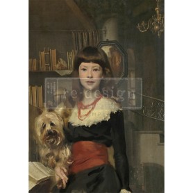 CARTA DI RISO PER DECOUPAGE A GIRL AND HER PUP