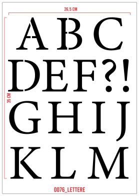 STENCIL LETTERE 26,5 x 37 cm