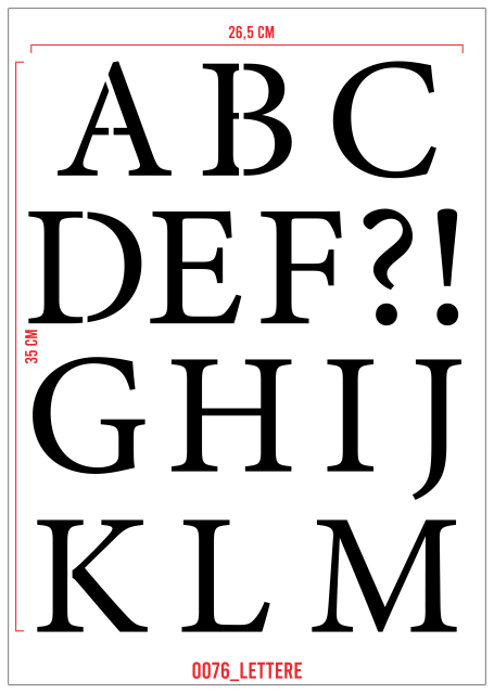 STENCIL LETTERE 26,5 x 37 cm