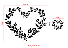 STENCIL FLORAL HEART 40,6 x 29,3 cm