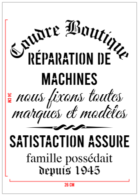 STENCIL COUDRE BOUTIQUE 26 x 34 cm