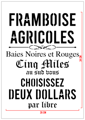 STENCIL FRAMBOISE AGRICOLE 26 x 34 cm