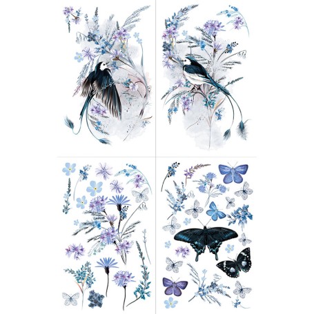TRANSFER HOKUS POKUS OISEAU BLUE