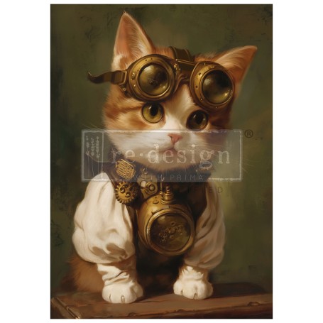 FOGLIO PER DECOUPAGE CLOCKWORK KITTY
